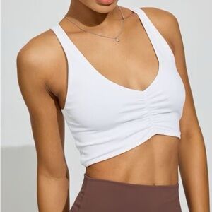 Garage White Nylon-Spandex Top Crop Top
